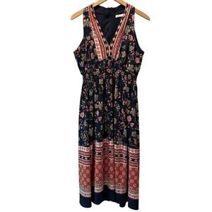 Bleecker 126 Sleeveless Dress 10 floral paisley empire maternity boho blue